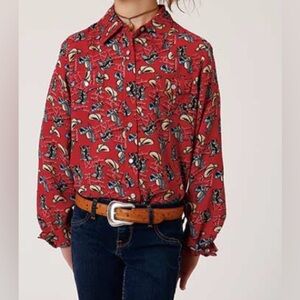Girls Roper Red Western-Themed Shirt xl